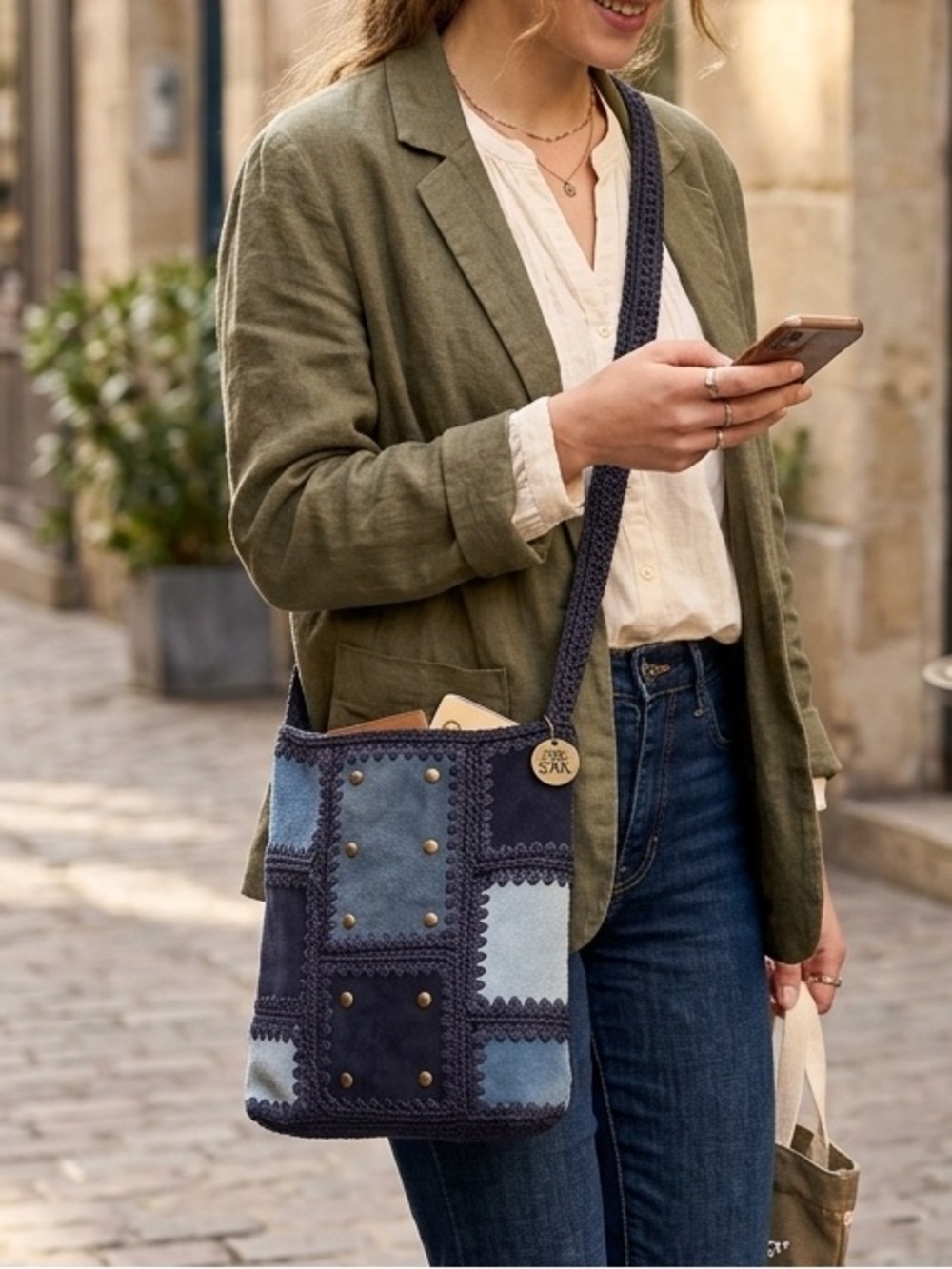 The SAK BAG VTG Suede Patchwork Crossbody Bag